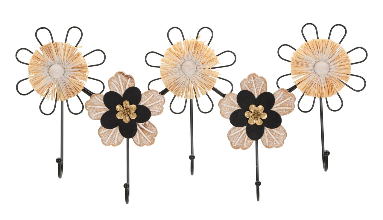 Cuier Flowery, Mauro Ferretti,  61 x 5.5 x 30.5 cm  , fier, maro/negru - imagine 7